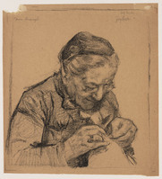 KG 2000 007
<br/>
Portret Clara Theresia Ansingh-Schwartze, handwerkend
<br/>
<em>Rueter, Georg (1875-1966)</em>